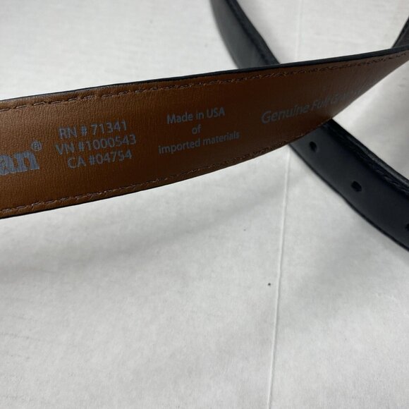 LL Bean Mens Black Leather Belt Sz 40 Silver Buckle 1" Wide 280923 Made in USA - Picture 6 of 6